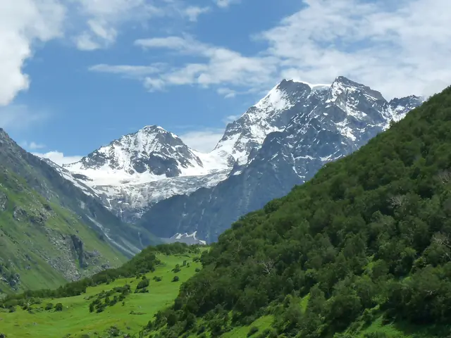Snow-capped peaks above the valley