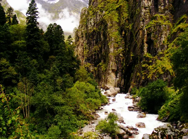 The Pushpawati rushing out of the valley through a gorge